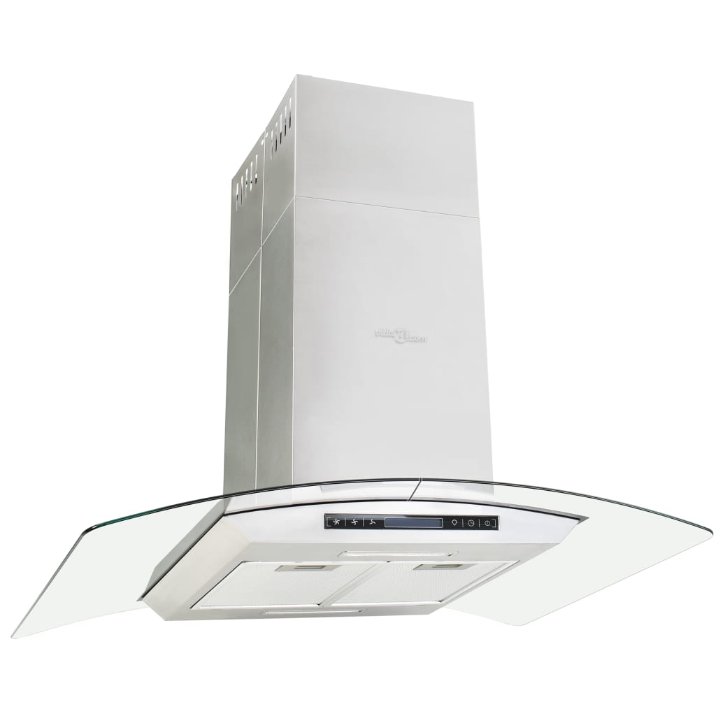 Island Range Hood 90 cm LCD Display Touch Sensor 756 m³/h LED