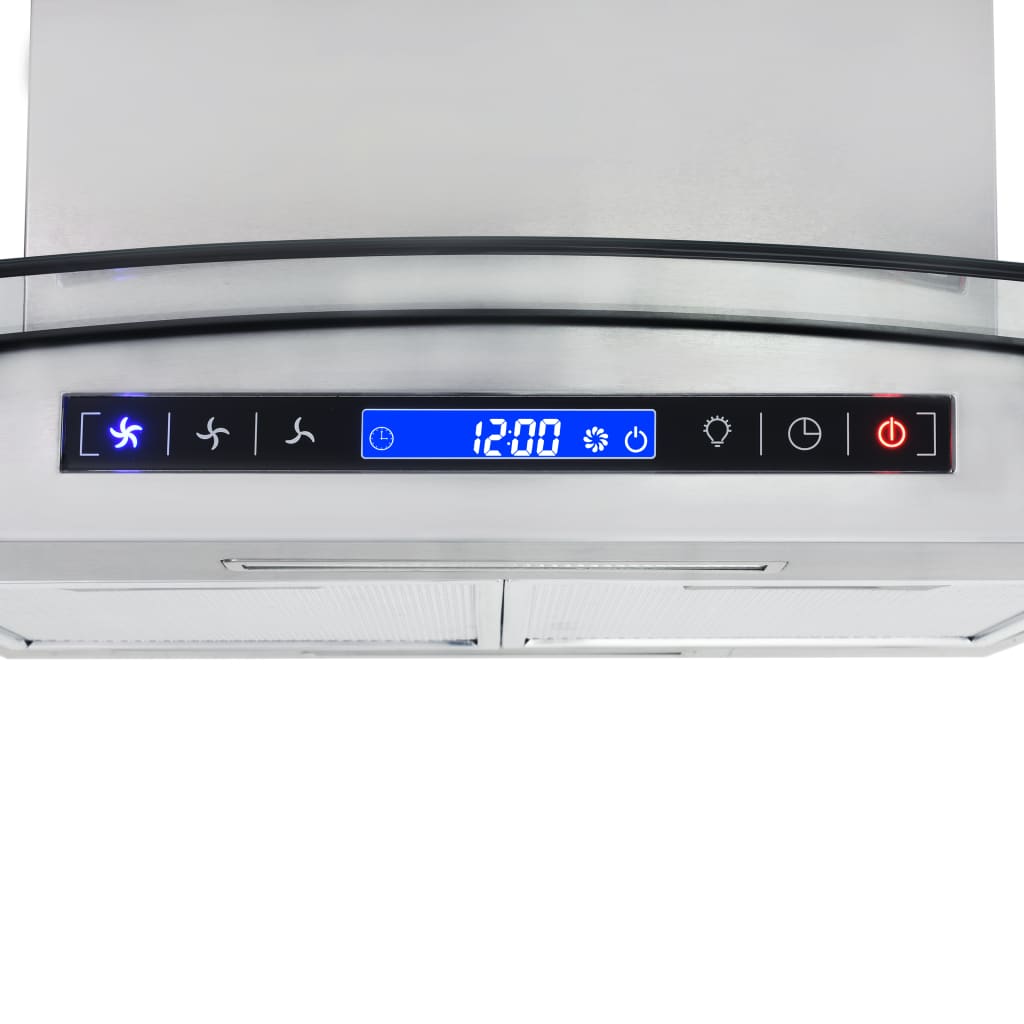 Island Range Hood 90 cm LCD Display Touch Sensor 756 m³/h LED