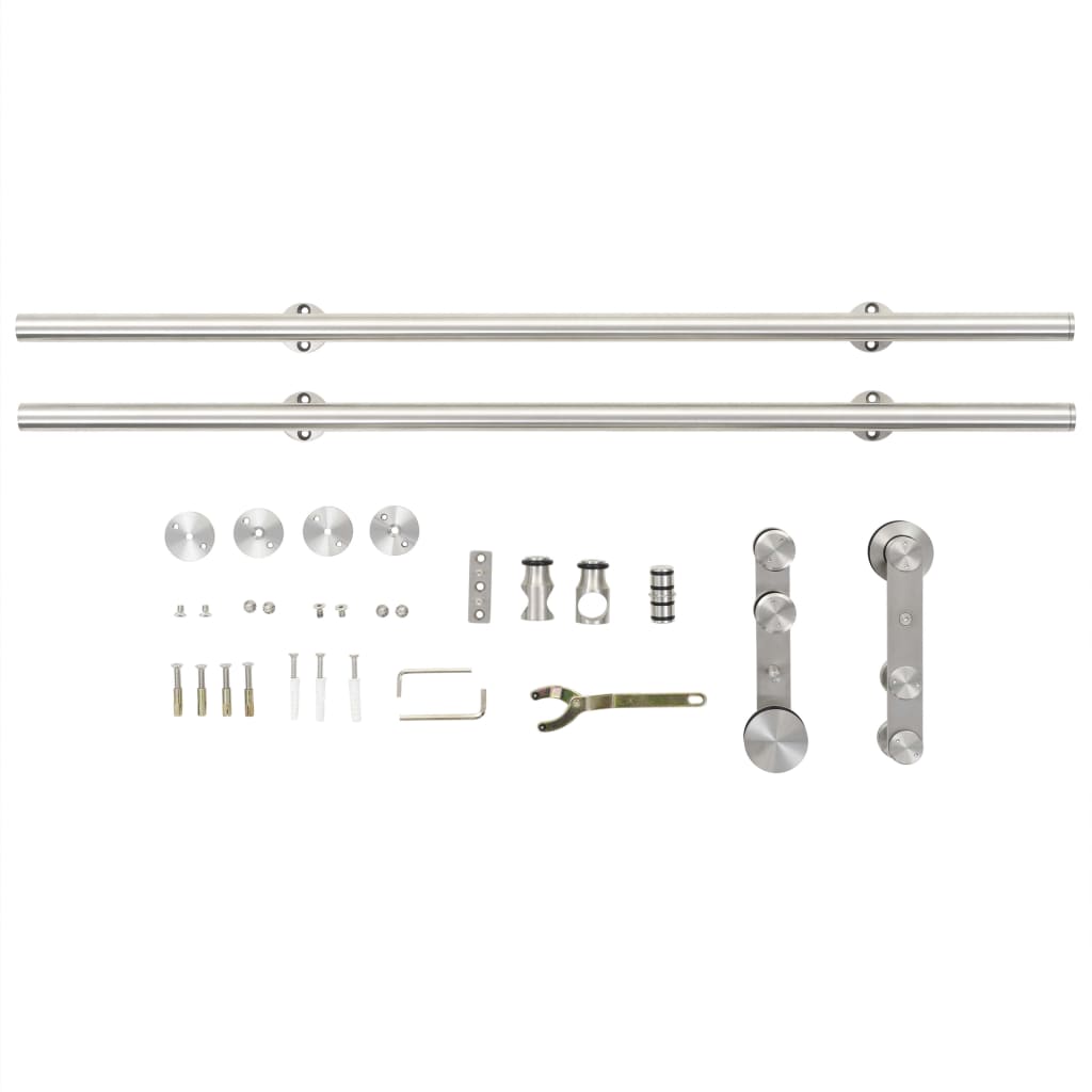 Sliding Door Hardware Kit 183 cm Stainless Steel Silver