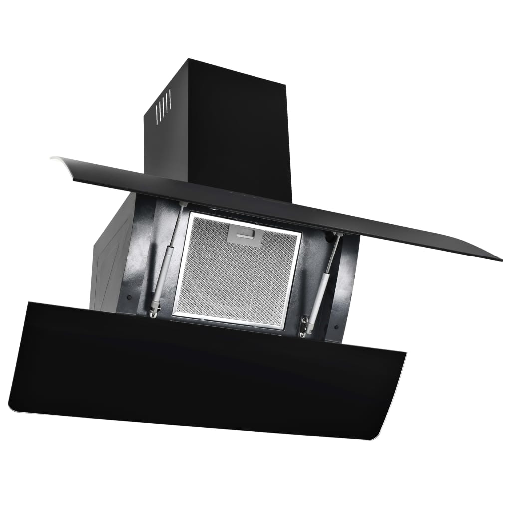 Wall Mounted Range Hood Stainless Steel 756 m³/h 90 cm Black