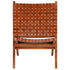 Folding Chair Crossed-Stripe Brown Real Leather