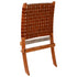 Folding Chair Crossed-Stripe Brown Real Leather