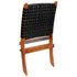 Folding Chair Crossed-Stripe Black Real Leather