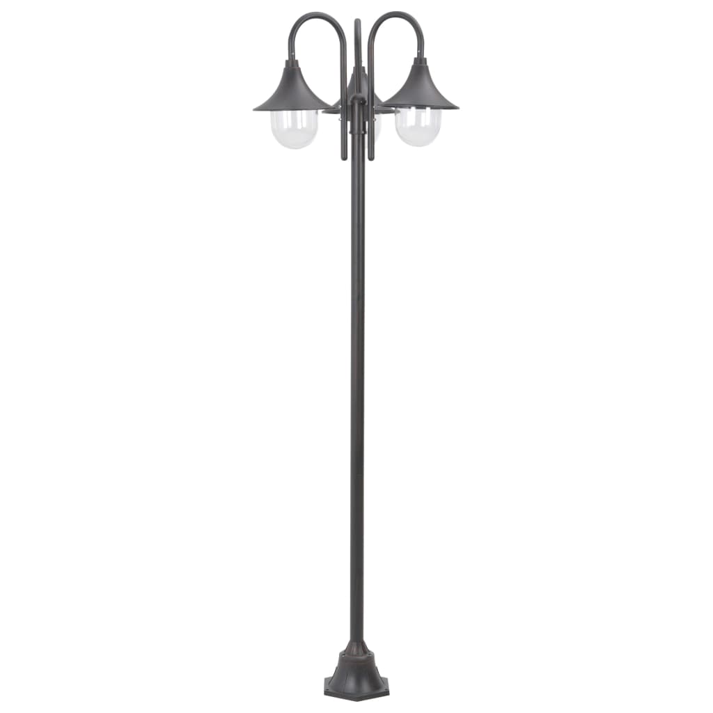 Garden Post Light E27 220 cm Aluminium 3-Lantern Bronze