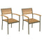 Stackable Outdoor Chairs 2 pcs Solid Acacia Wood and Steel