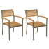 Stackable Outdoor Chairs 2 pcs Solid Acacia Wood and Steel