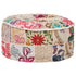 Patchwork Pouffe Round Cotton Handmade 40x20 cm Beige