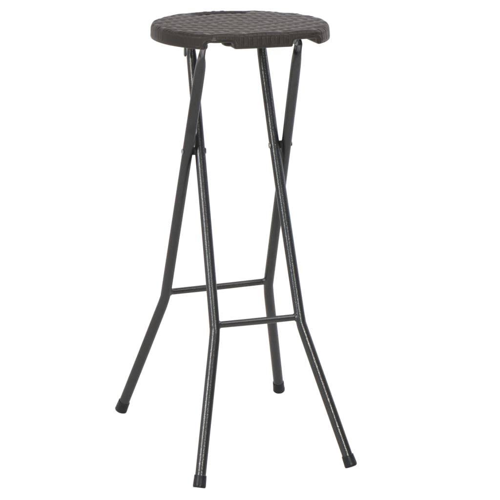 Folding Bar Stools 2 pcs HDPE and Steel Brown Rattan Look