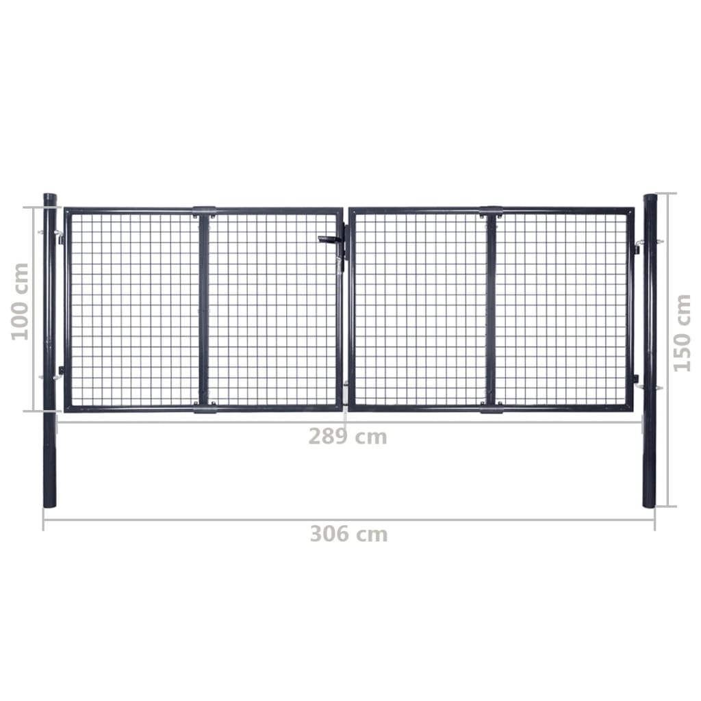 Mesh Garden Gate Galvanised Steel 289x100 cm Grey