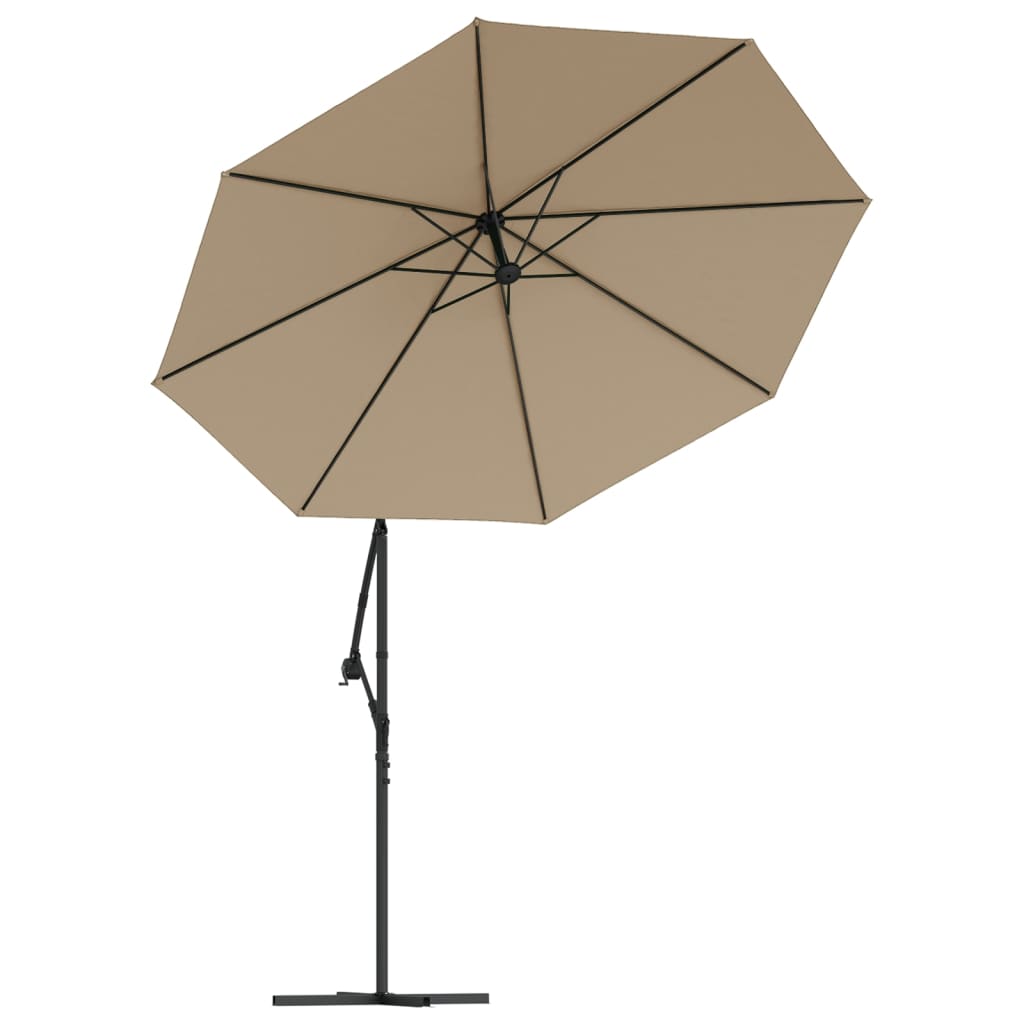 Cantilever Garden Parasol with LED Lights and Steel Pole 300 cm Taupe