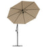 Cantilever Garden Parasol with LED Lights and Steel Pole 300 cm Taupe