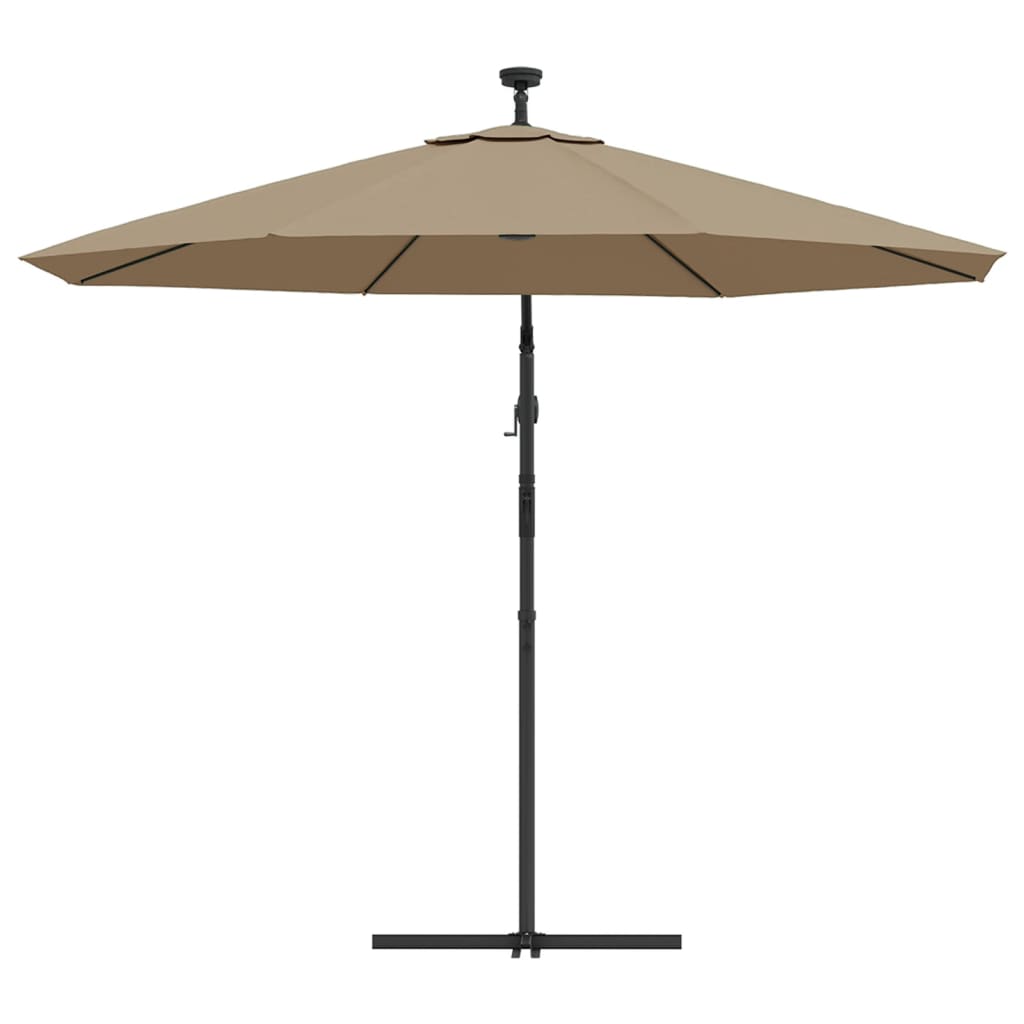 Cantilever Garden Parasol with LED Lights and Steel Pole 300 cm Taupe