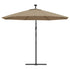 Cantilever Garden Parasol with LED Lights and Steel Pole 300 cm Taupe