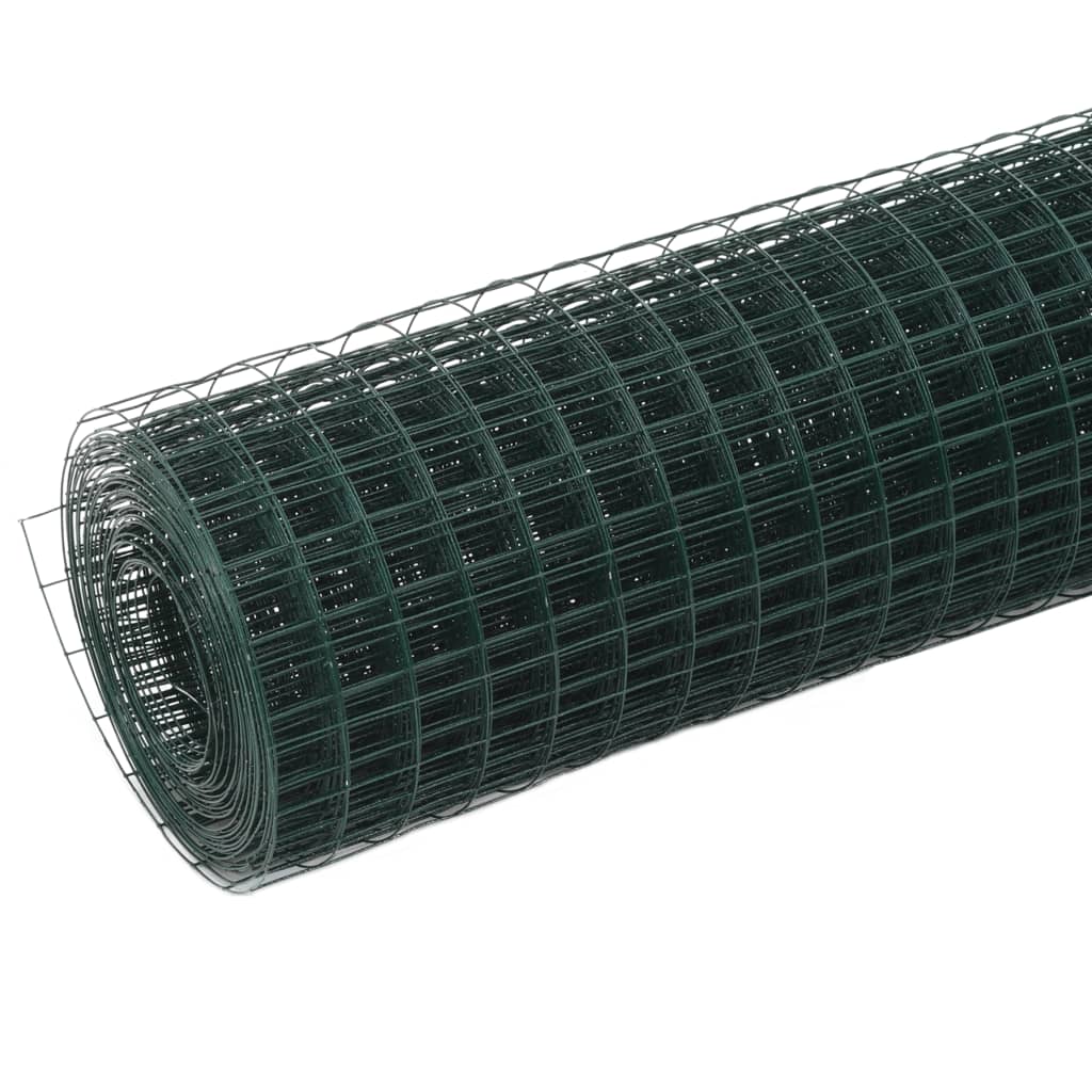 Chicken Wire Fence Steel with PVC Coating 25x1.5 m Green