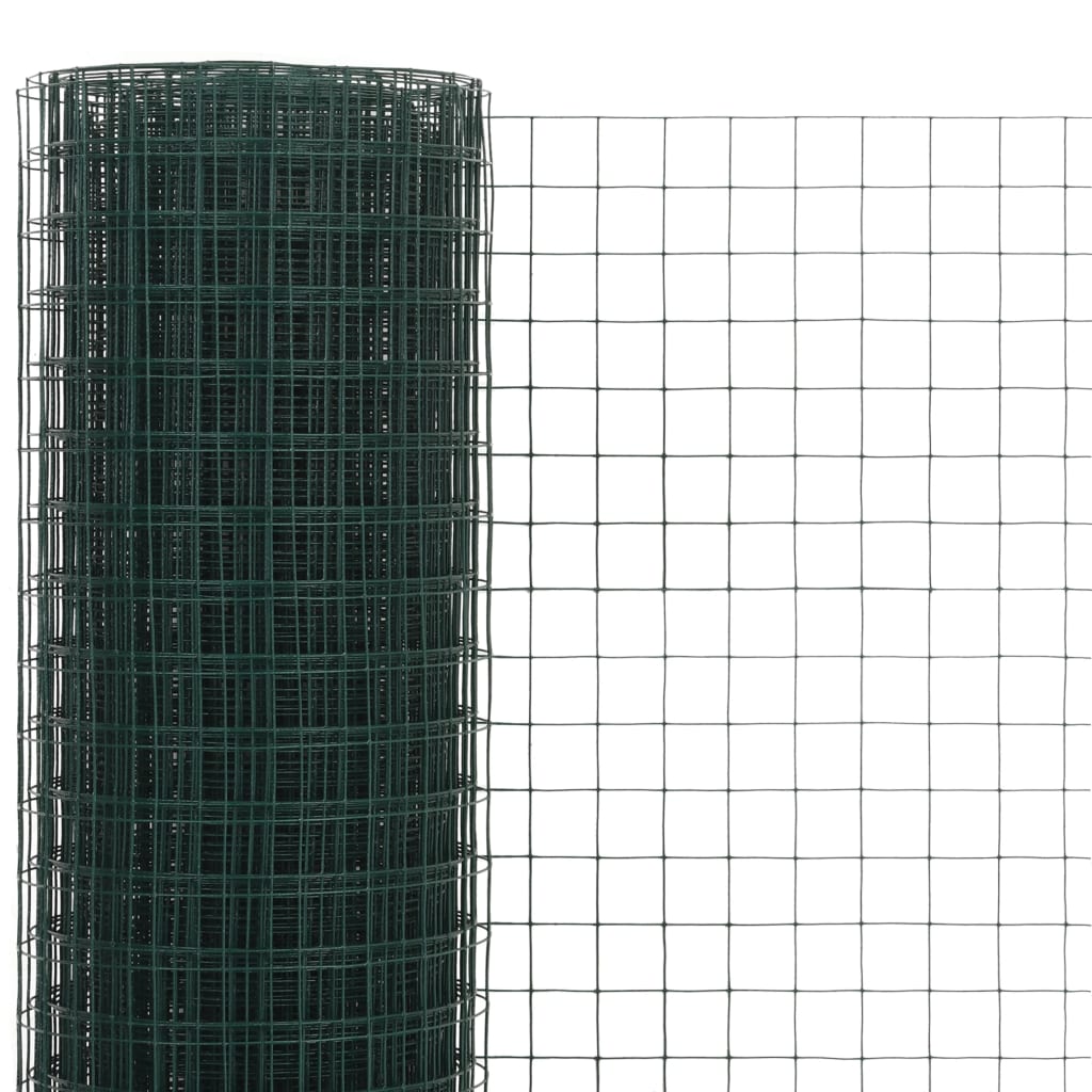 Chicken Wire Fence Steel with PVC Coating 25x1.5 m Green