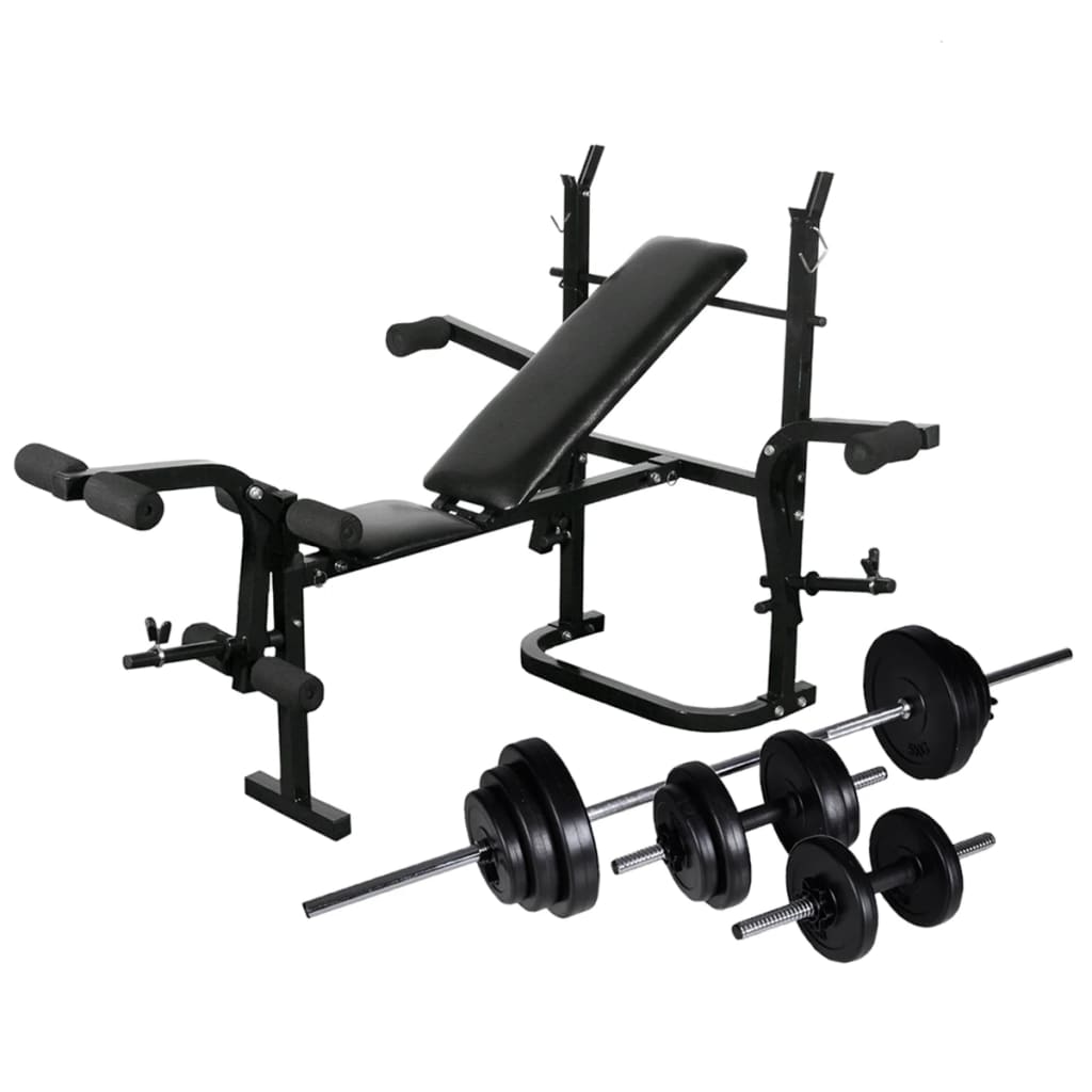 Weight Bench with Weight Rack&Barbell and Dumbbell Set 30.5kg