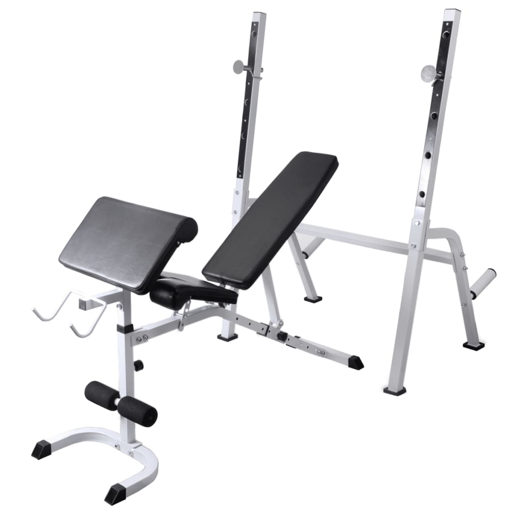 Workout Bench with Weight Rack&Barbell and Dumbbell Set 90 kg