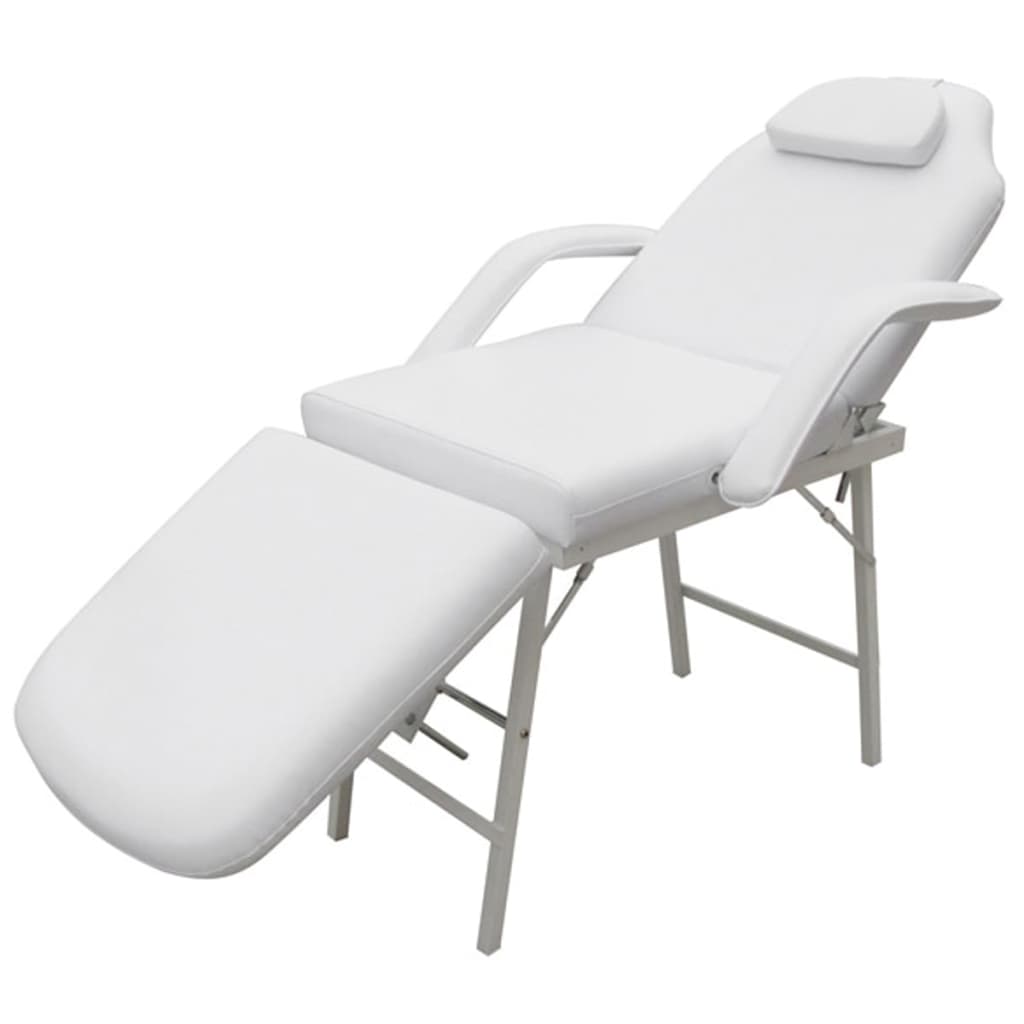 Facial Bed Adjustable White Artificial Leather