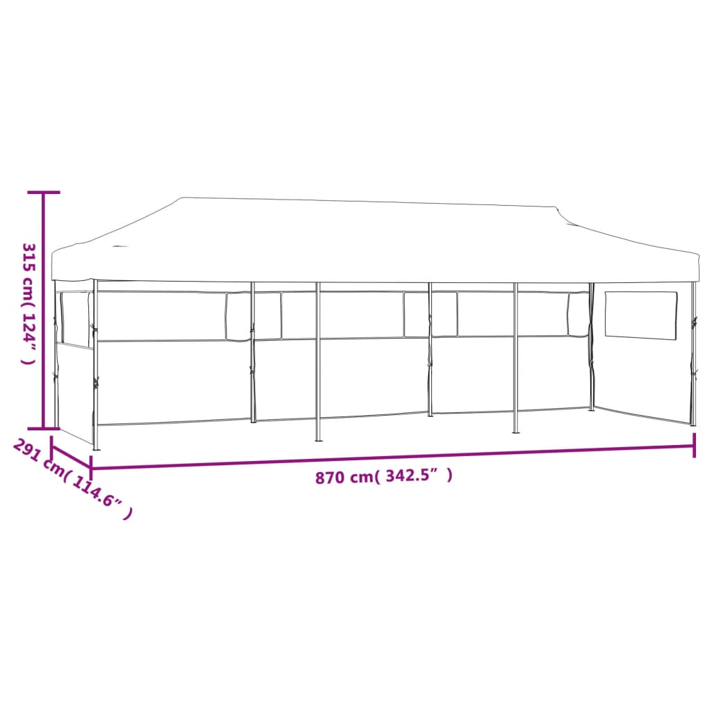 Folding Pop-up Party Tent with 5 Sidewalls 3x9 m Anthracite