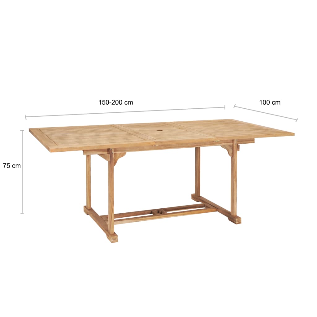 Extending Garden Table 150-200x100x75 cm Solid Teak Wood