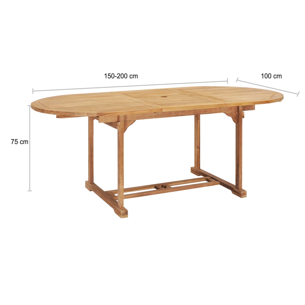 Extending Garden Table 150-200x100x75 cm Solid Teak Wood