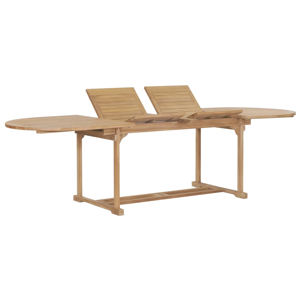 Extending Garden Table 180-280x100x75cm Solid Teak Wood Oval