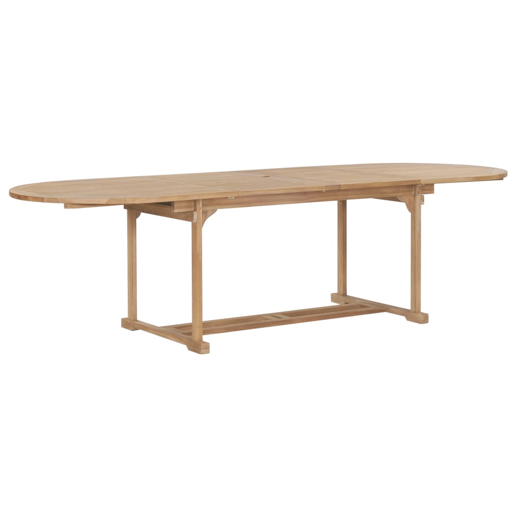 Extending Garden Table 180-280x100x75cm Solid Teak Wood Oval