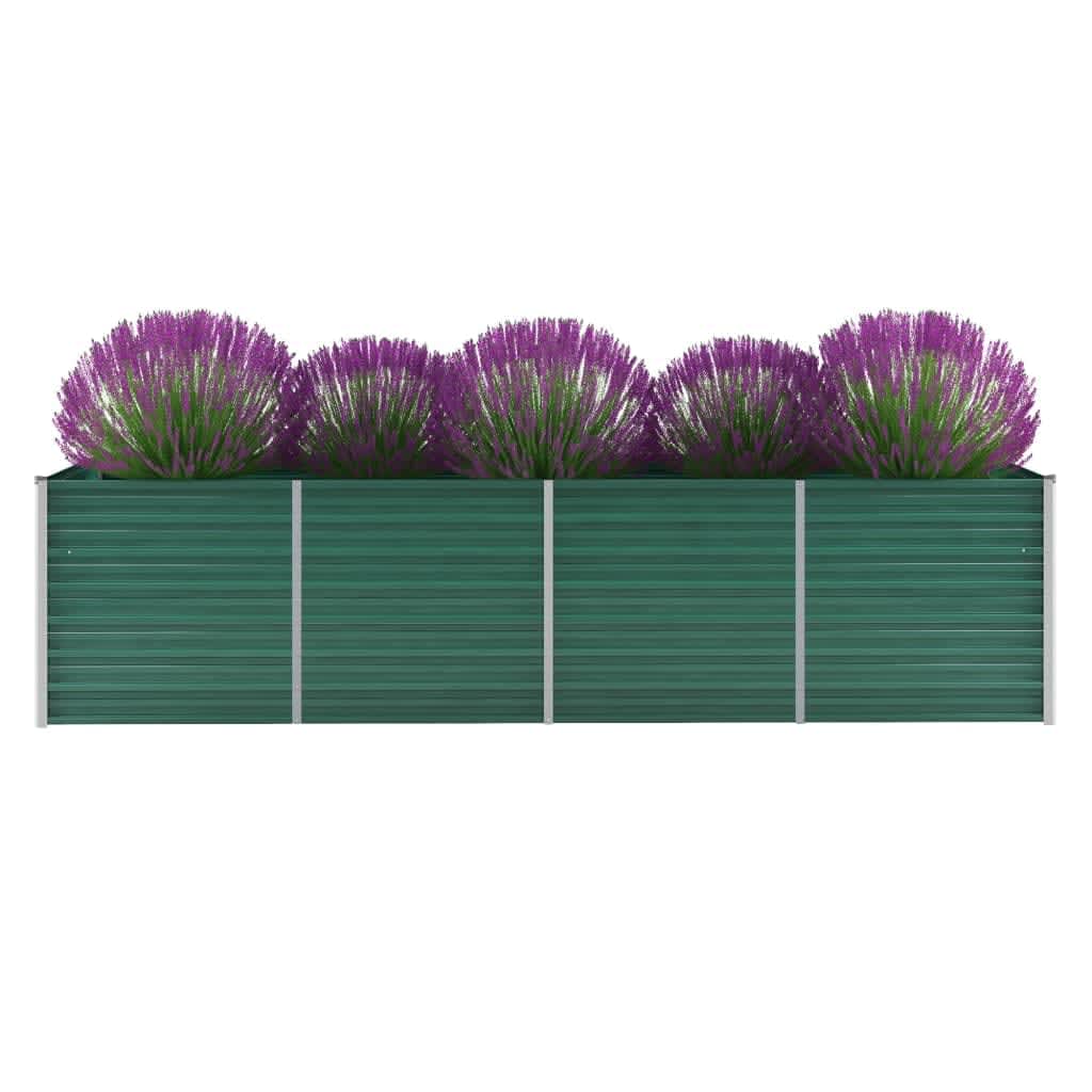 Garden Raised Bed Galvanised Steel 320x80x77 cm Green