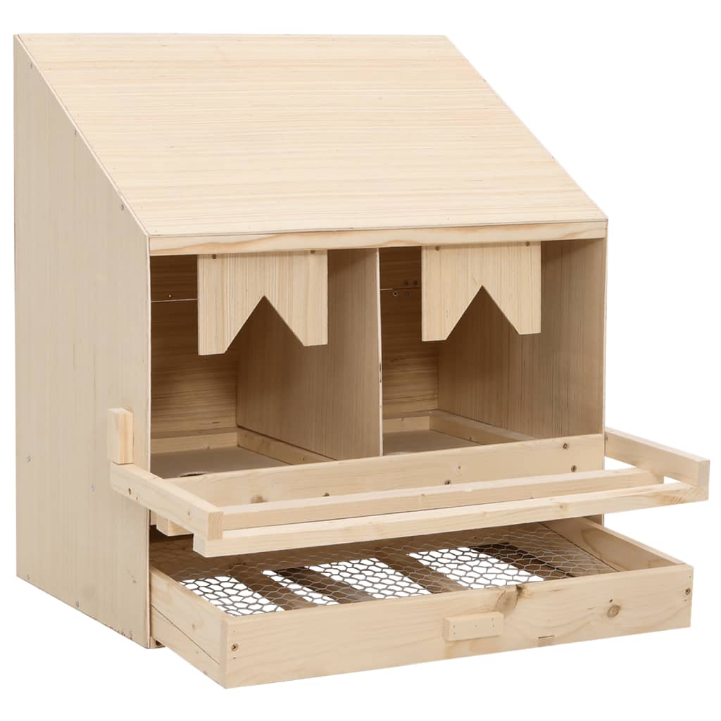 Chicken Laying Nest 2 Compartments 63x40x65 cm Solid Pine Wood