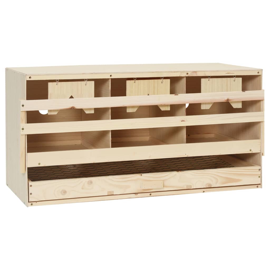 Chicken Laying Nest 3 Compartments 72x33x38 cm Solid Pine Wood