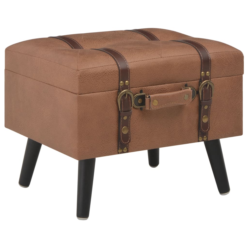 Storage Stool 40 cm Brown Faux Leather