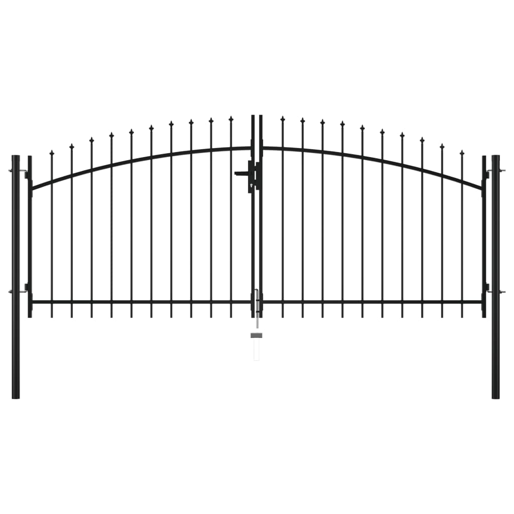 Double Door Fence Gate with Spear Top 300x150 cm