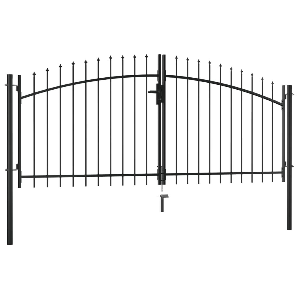 Double Door Fence Gate with Spear Top 300x150 cm