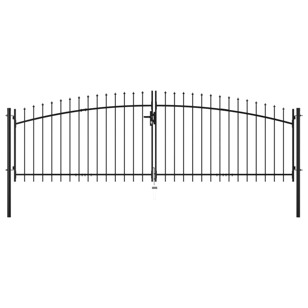 Double Door Fence Gate with Spear Top 400x150 cm