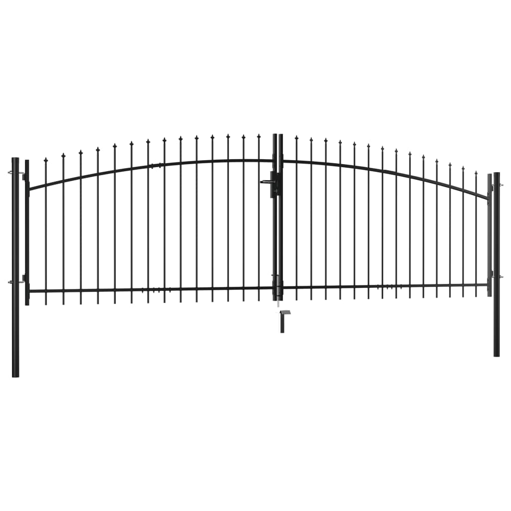 Double Door Fence Gate with Spear Top 400x150 cm