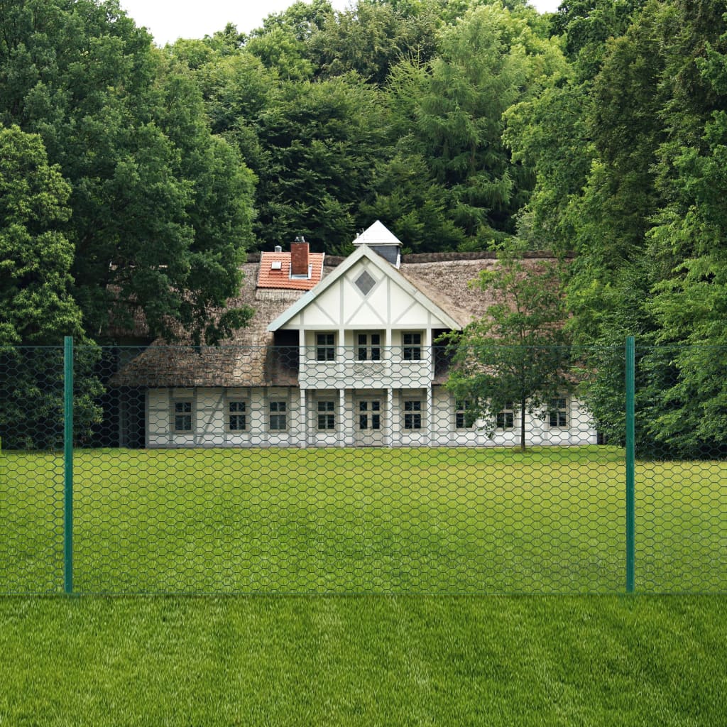 Wire Mesh Fence with Posts Steel 25x1 m Green