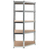 5-Layer Corner Shelf Silver Steel&Engineered Wood