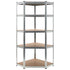 5-Layer Corner Shelf Silver Steel&Engineered Wood