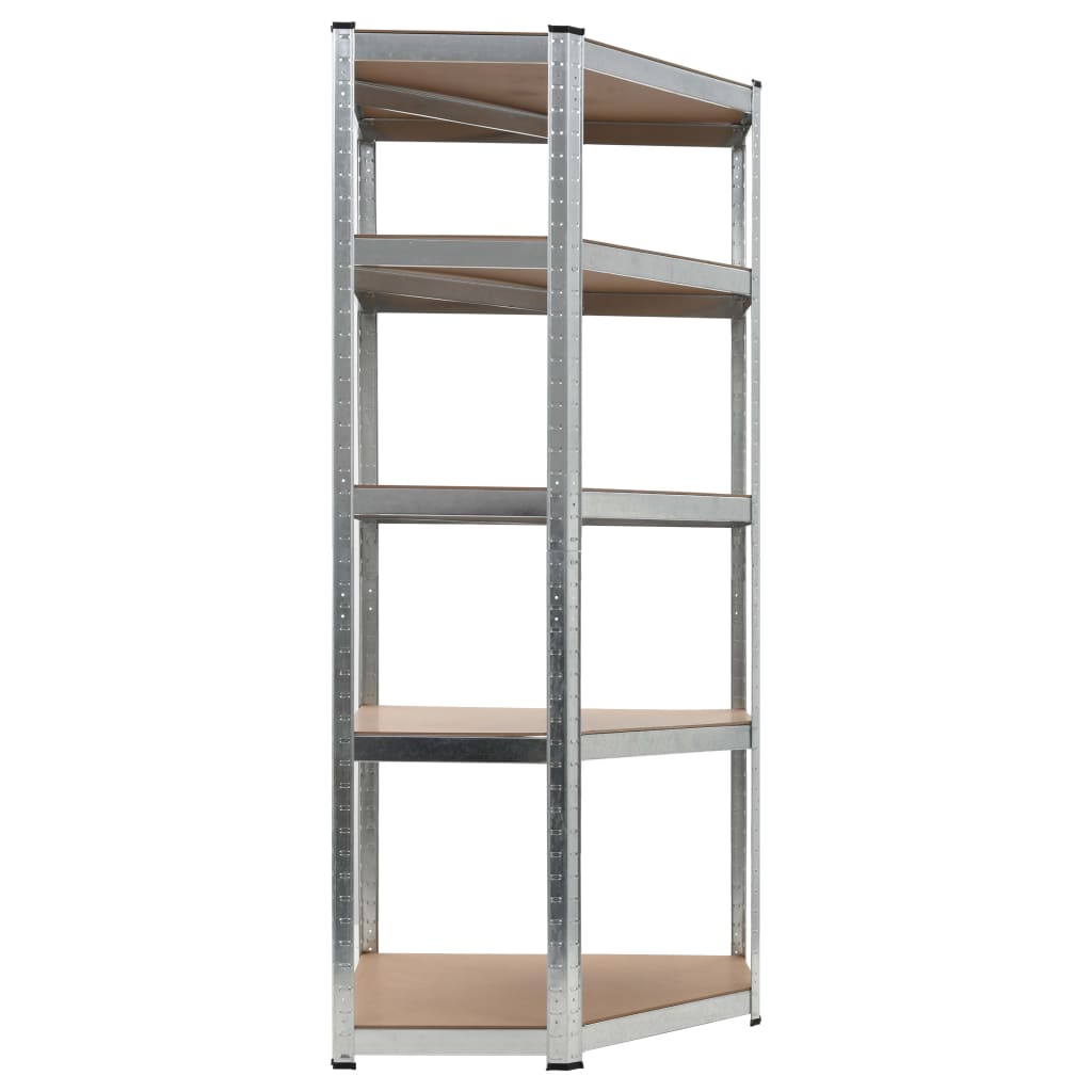 5-Layer Corner Shelf Silver Steel&Engineered Wood