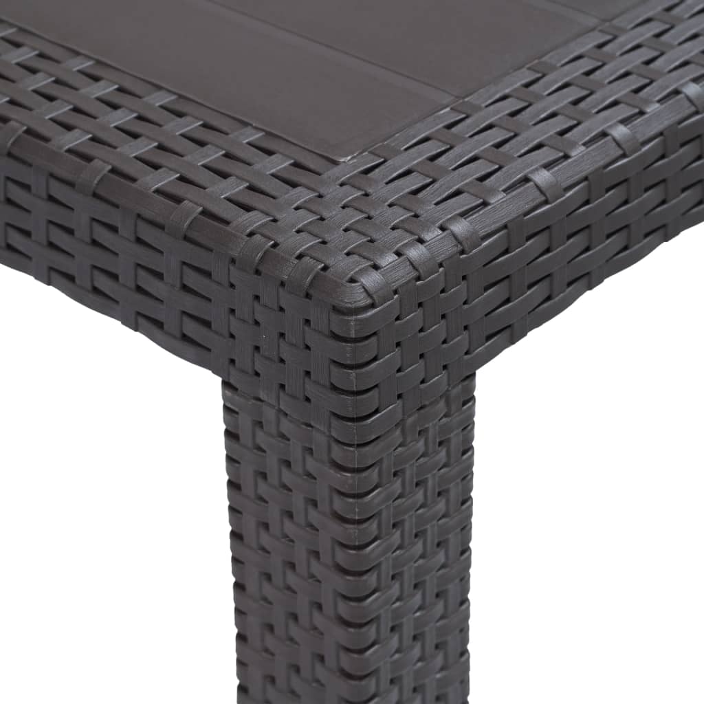 Garden Table Brown 220x90x72 cm Plastic Rattan Look