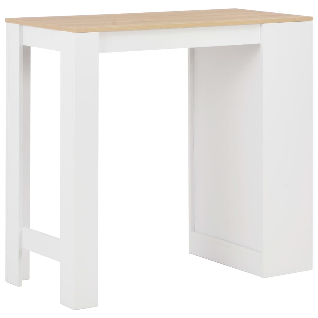 Bar Table with Shelf White 110x50x103 cm