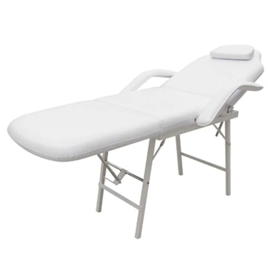 Portable Facial Treatment Chair Faux Leather 185x78x76 cm White