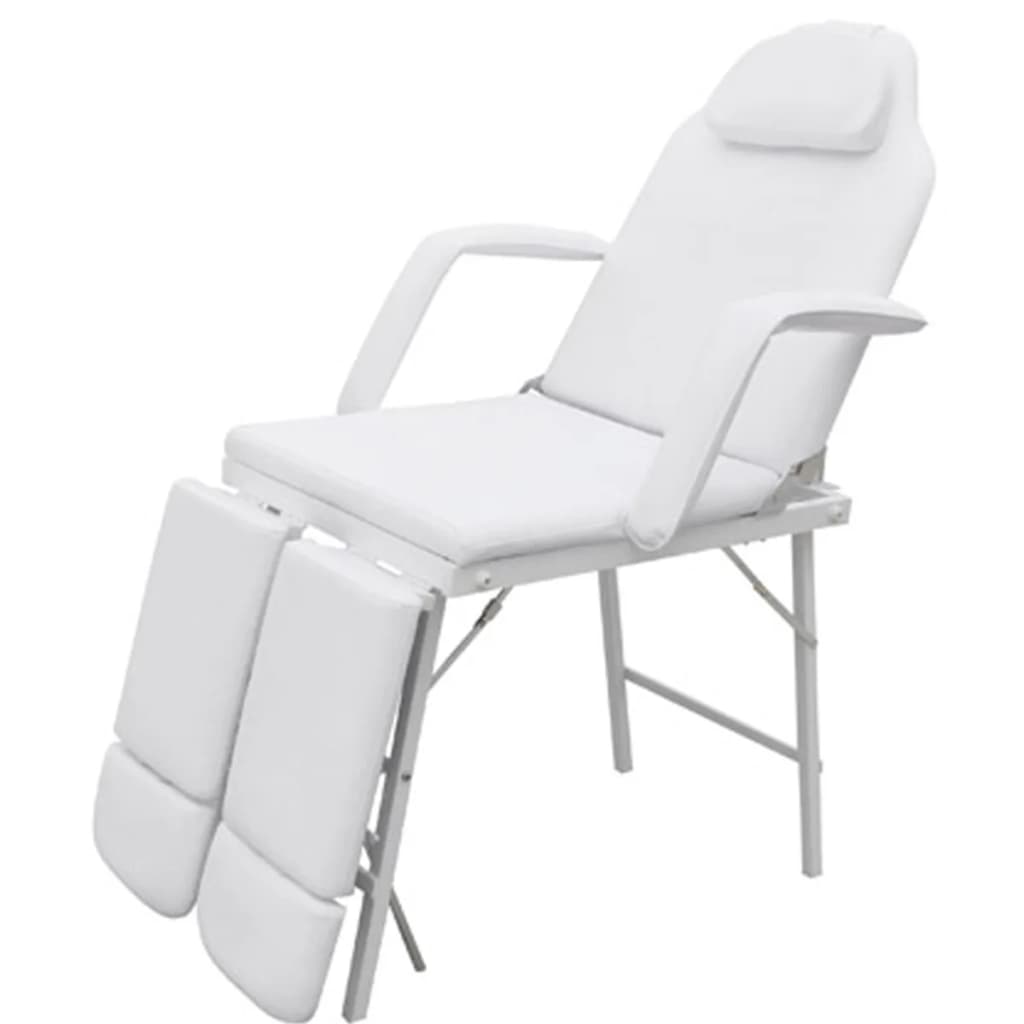 Portable Facial Treatment Chair Faux Leather 185x78x76 cm White