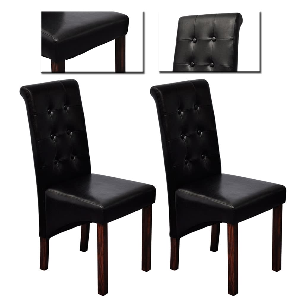 Dining Chairs 2 pcs Black Faux Leather