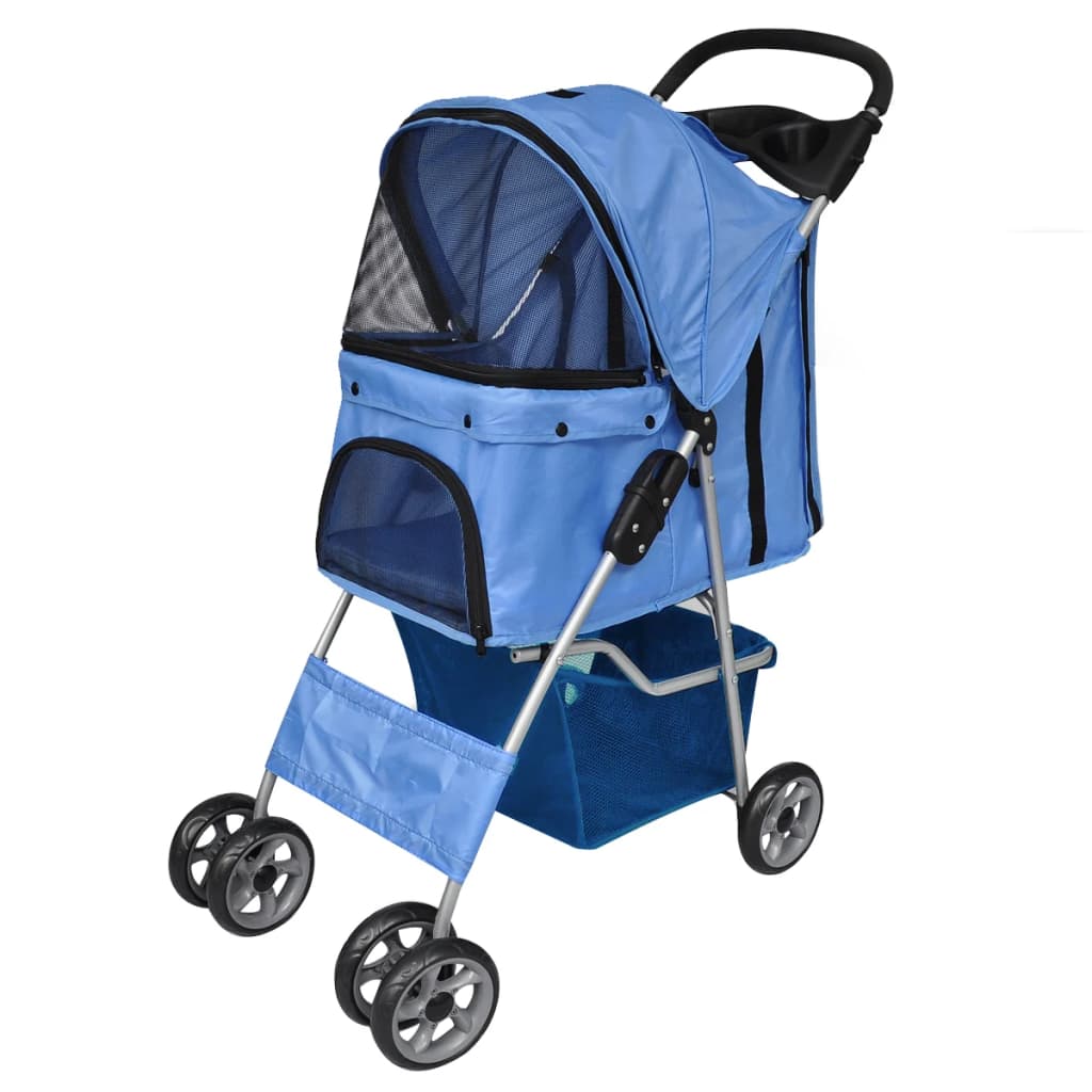 Pet Stroller Travel Carrier Blue Folding