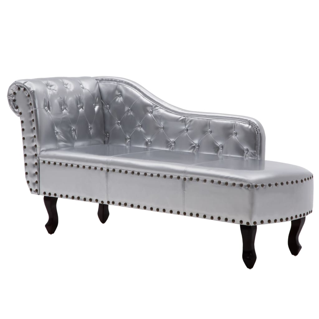 Chaise Longue Silver Faux Leather