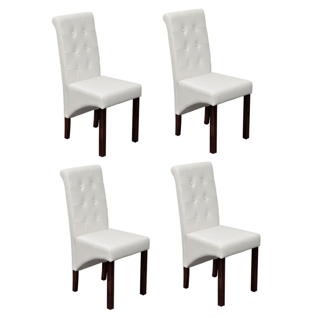 Dining Chairs 4 pcs White Faux Leather