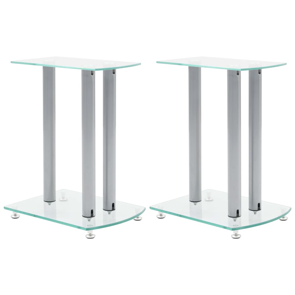 Aluminum Speaker Stands Transparent Safety Glass 2pcs