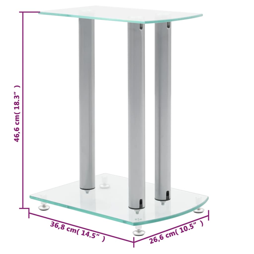 Aluminum Speaker Stands Transparent Safety Glass 2pcs