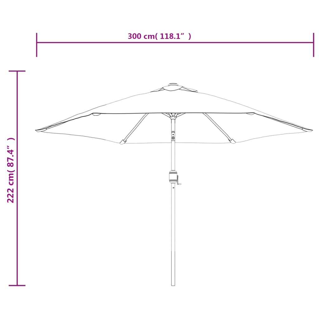 Garden Parasol Sand White 3m Steel Pole